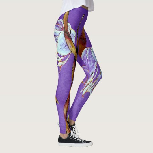 Tropical Fantail Fish Watercolor Purple Leggings レギンス (右)
