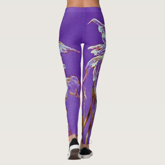 Tropical Fantail Fish Watercolor Purple Leggings レギンス (裏面)