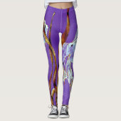 Tropical Fantail Fish Watercolor Purple Leggings レギンス (正面)