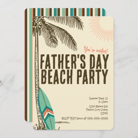 Tropical Father's Day Beach Party Invitation 招待状 (正面/裏面)