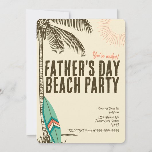 Tropical Father's Day Beach Party Invitation 招待状 (正面)