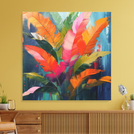 Tropical Feathers – Vibrant Botanical Abstraction キャンバスプリント
