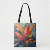 Tropical Feathers – Vibrant Botanical Abstraction トートバッグ (正面)