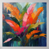 Tropical Feathers – Vibrant Botanical Abstraction ポスター (正面)