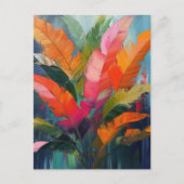 Tropical Feathers – Vibrant Botanical Abstraction ポストカード (正面)