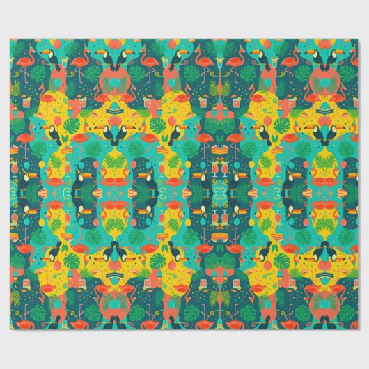 Tropical Fiesta Toucan & Flamingo  ラッピングペーパー (フラット)