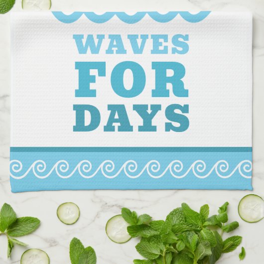 Tropical Fish Beach Waves for Days Customizable キッチンタオル (折り畳み)