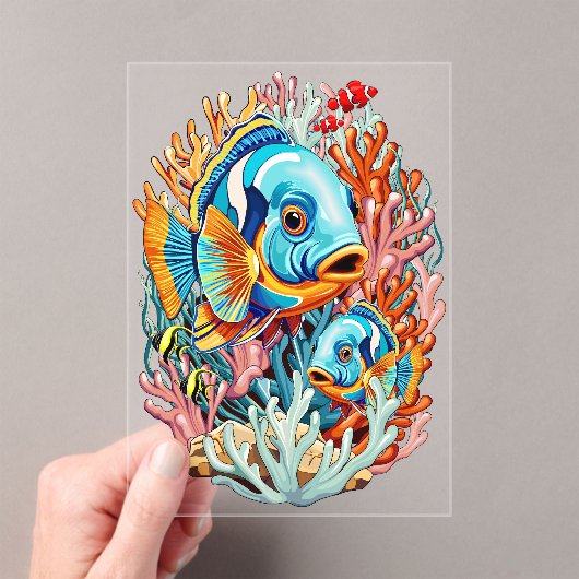 Tropical Fish Colorful Summer Vibes アクリル招待状 (インサイチュ (ポータブル))