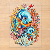 Tropical Fish Colorful Summer Vibes アクリル招待状 (正面)