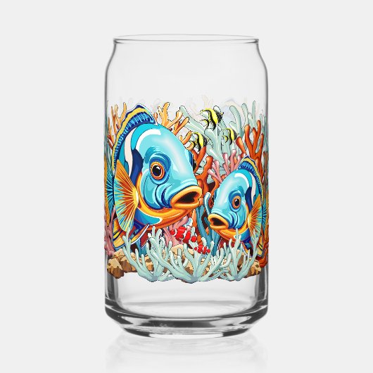 Tropical Fish Colorful Summer Vibes ガラス缶 (正面)