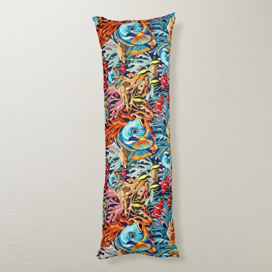 Tropical Fish Colorful Summer Vibes ボディピロー (裏面 (縦))