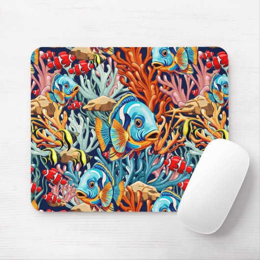 Tropical Fish Colorful Summer Vibes マウスパッド (マウス)