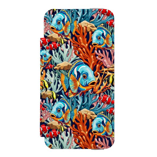 Tropical Fish Colorful Summer Vibes Incipio iPhoneウォレットケース (フォリオ 正面)