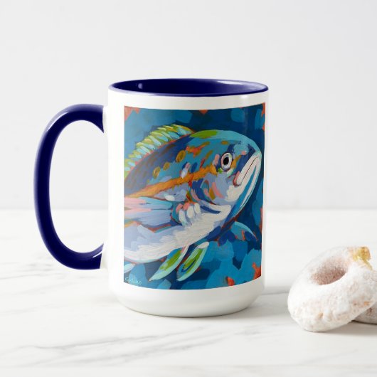 Tropical Fish Painting - Beach Home Decor マグカップ (ドーナツ付き)