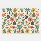 Tropical Flamingo and Palm Tree Pattern ラッピングペーパーシート (正面)