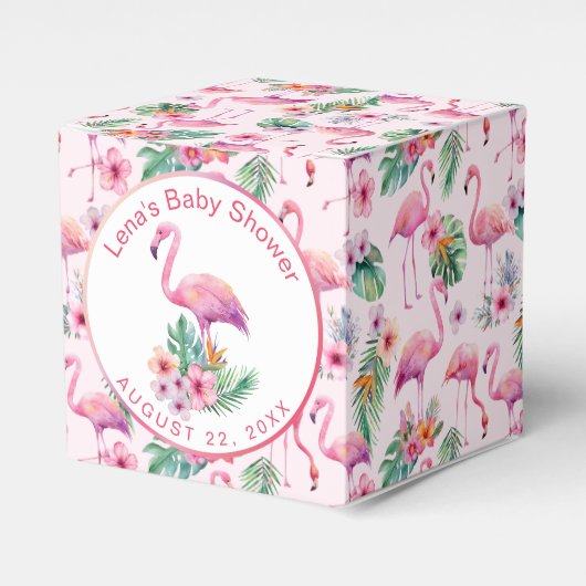 Tropical Flamingo Baby Shower Favor Gift Box フェイバーボックス (正面サイド)