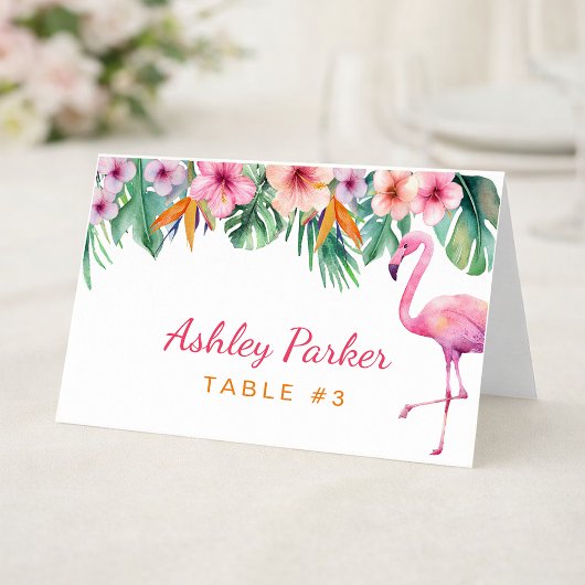 Tropical Flamingo Baby Shower Guest Table Card テーブルナンバー