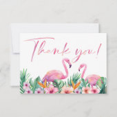 Tropical Flamingo Baby Shower Photo Thank You Card サンキューカード (正面)