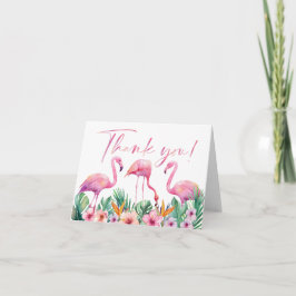 Tropical Flamingo Baby Shower Thank You Card サンキューカード