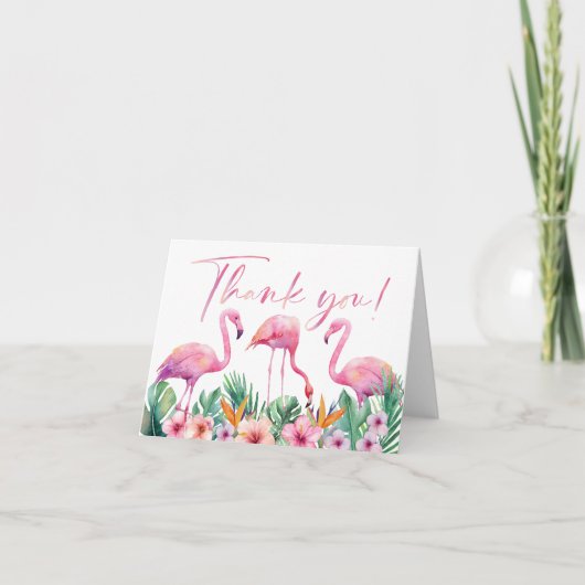 Tropical Flamingo Baby Shower Thank You Card サンキューカード (正面)