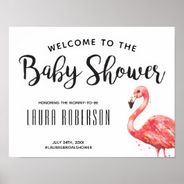 Tropical Flamingo Baby Shower Welcome Sign ポスター
