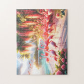 Tropical Flamingo Beach Paradise Vacation Gift ジグソーパズル (縦)