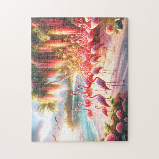 Tropical Flamingo Beach Paradise Vacation Gift ジグソーパズル (縦)