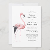 Tropical Flamingo Beach Wedding QR code 招待状 (正面)