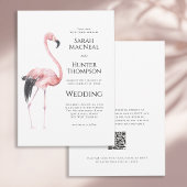 Tropical Flamingo Beach Wedding QR code 招待状