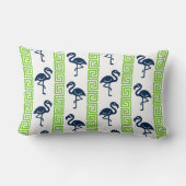 Tropical Flamingo - Greek Key Navy & Lime ランバークッション (裏面)