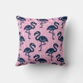 Tropical Flamingo Greek Key - Pink & Navy Monogram クッション (裏面)