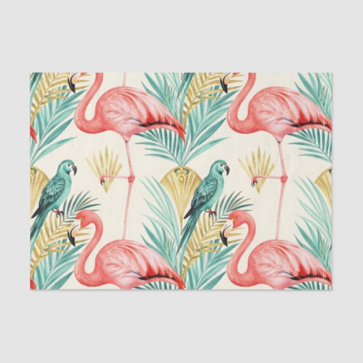 Tropical Flamingo Parrot Jungle 薄葉紙 (正面)