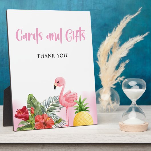 Tropical Flamingo Pink Cards and Gifts Sign フォトプラーク (側面)