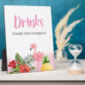Tropical Flamingo Pink Drinks Sign フォトプラーク (側面)
