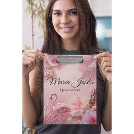 Tropical Flamingo Quinceañera, custom クリップボード