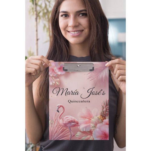 Tropical Flamingo Quinceañera, custom クリップボード