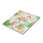 Tropical Flamingo Watercolor & Geometric Pattern タイル (側面)