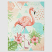 Tropical Flamingo Watercolor & Geometric Pattern 薄葉紙 (正面)