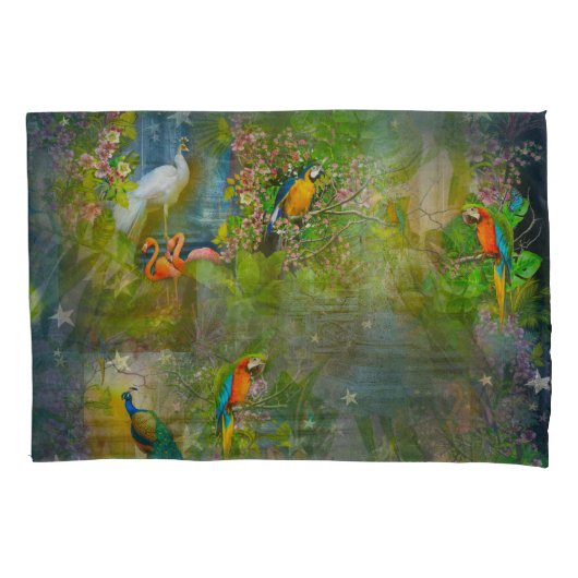 Tropical Flora Paradise at Sunset Pillow Case 枕カバー (正面)