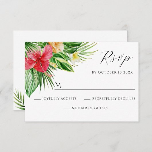 Tropical floral  出欠カード (正面/裏面)