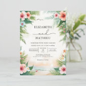 Tropical Floral Arch Celebration Wedding 招待状 (スタンド正面)