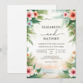 Tropical Floral Arch Celebration Wedding 招待状 (正面/裏面)