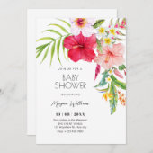 Tropical floral baby shower 招待状 (正面/裏面)