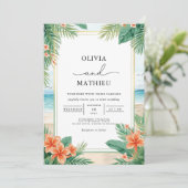 Tropical Floral Beach Wedding 招待状 (スタンド正面)