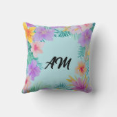 Tropical Floral Border Summer Aesthetic  クッション (裏面)