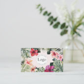 Tropical Floral Botanical Logo QR Code 名刺 (スタンド正面)