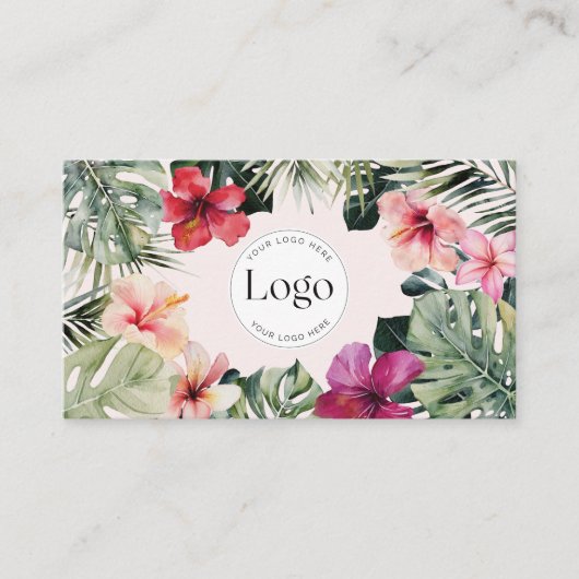 Tropical Floral Botanical Logo QR Code 名刺 (正面)