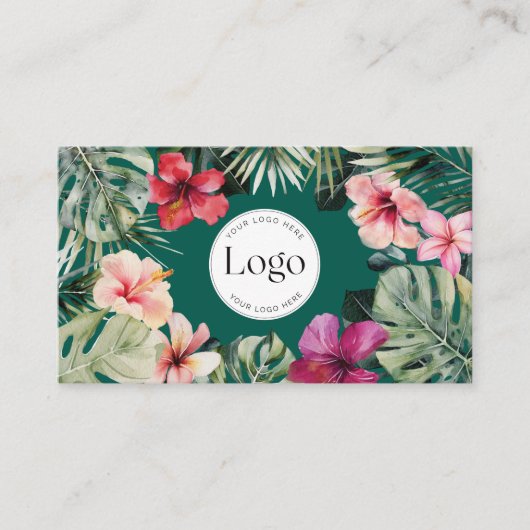 Tropical Floral Botanical Logo QR Code 名刺 (正面)