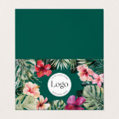 Tropical Floral Botanical Logo QR Code Folded 名刺 (外部フラット)