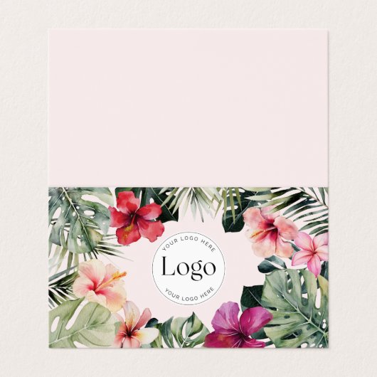 Tropical Floral Botanical Logo QR Code Folded 名刺 (外部フラット)